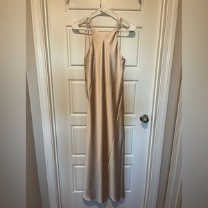 Lane 201 Champagne Satin Maxi Dress